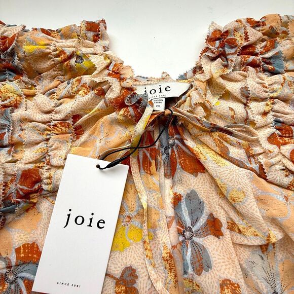 NWT Joie Silk top “Tezza” in apricot with flower prints size 2X - Picture 8 of 11